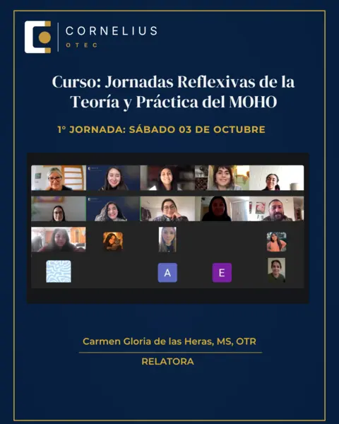 Afiche de la primera jornada, sábado 3 de octubre, con los participantes conectados por Zoom