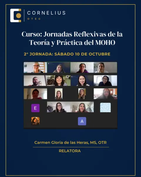 Afiche de la segunda jornada, sábado 10 de octubre, con los participantes conectados por Zoom